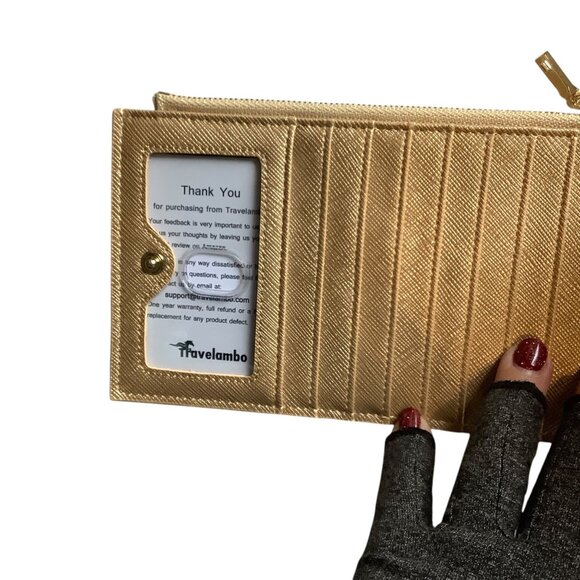 Travelambo RFID Blocking Wallet Leather Clutch Zipper Pocket ID Window - Picture 4 of 6